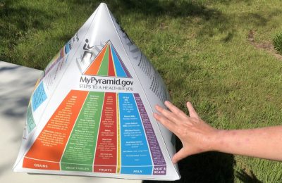 The food pyramid establishes proportions of food that are likely to accomplish a number of outcomes including: getting sufficient nutrients and minimizing the potential to consume excessive calories.